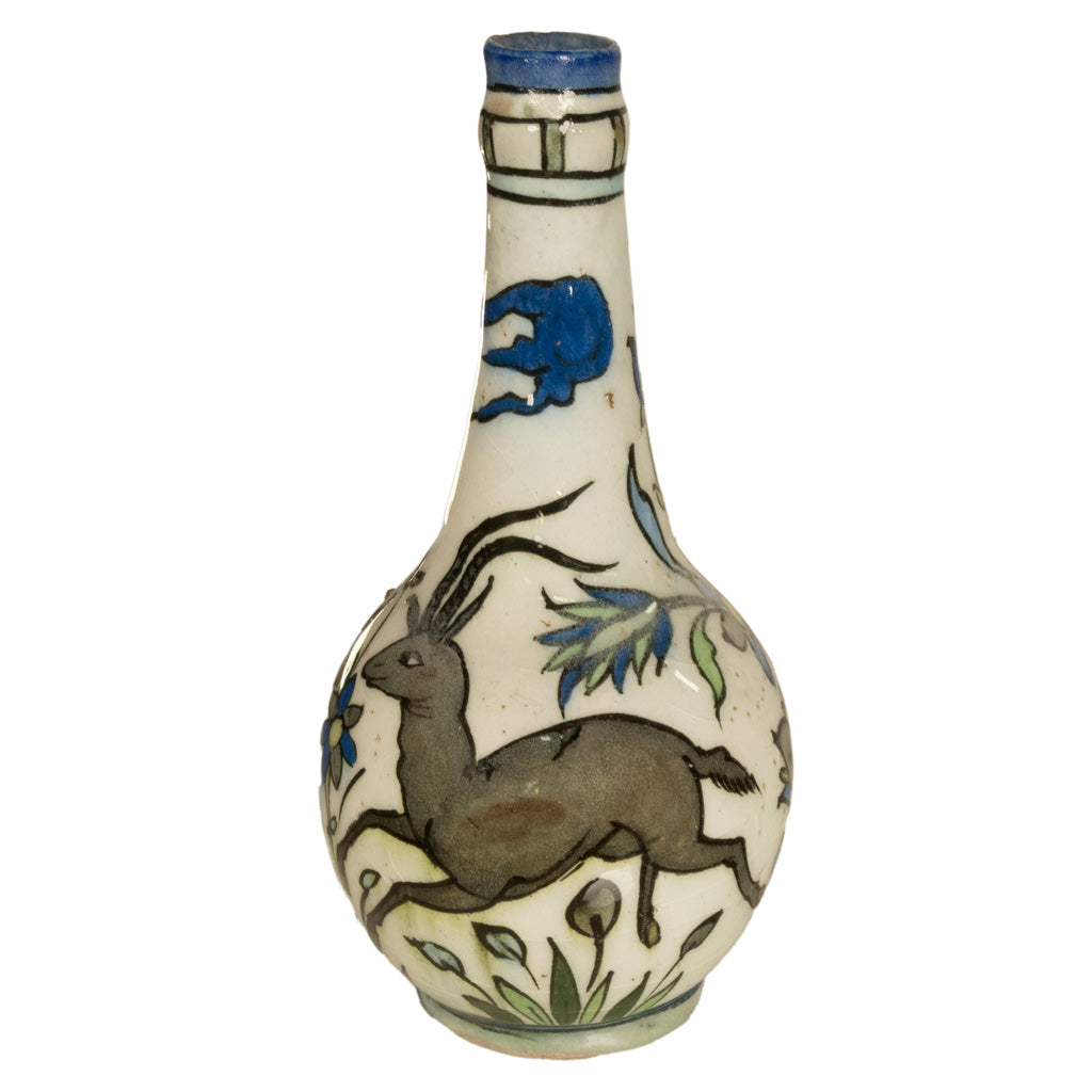 Antique 19th C Ottoman Persian Islamic Qajar Period Iznik Pottery Bottle Vase