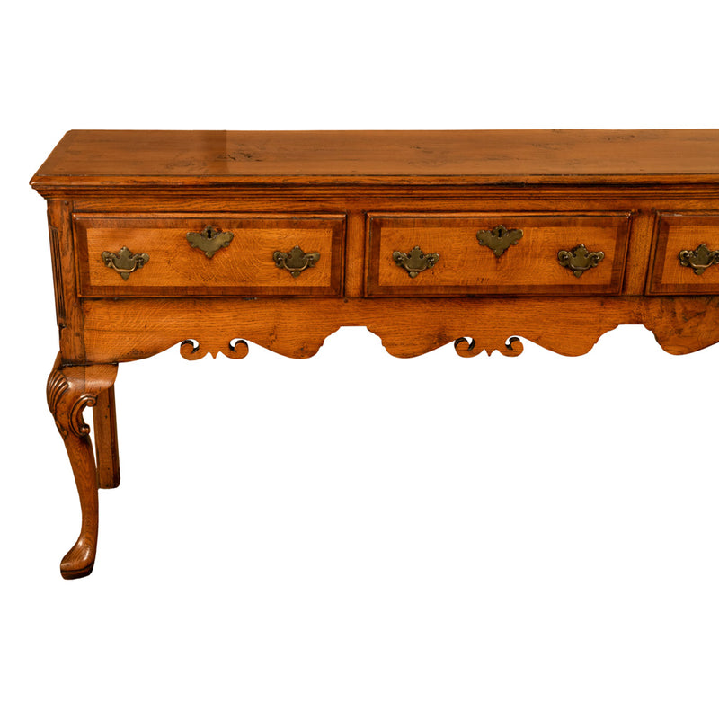Antique 18th Century Georgian Oak & Crossbanded Mahogany Welsh Dresser Base 1780