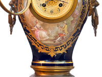 Antique French Sèvres Porcelain G. Poitevin Ormolu Japy Freres 8 Day Clock 1875