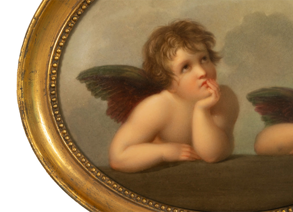 Genuine Antique KPM Berlin Porcelain Hand Painted Raphael's Angels Putti 1890