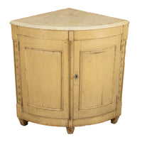 Antique 18thC Swedish Painted Gustavian Marble Top Corner Cupboard Cabinet 1780