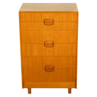 Mid Century Modern Danish Tall Boy Teak Chest of Drawers Six Drawer Dresser 1960