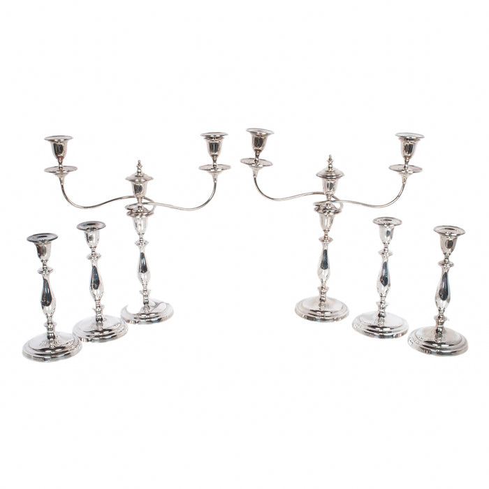 Antique Sterling Silver Set Six Candelarbra Candlesticks Ellis & Co London 1925