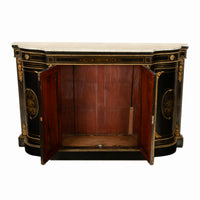 19th Century French Napoleon III Ormolu & Marble Ebonized Cabinet Sideboard 1860