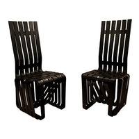 Pair American Modernist "High Sticking" Black Chairs Frank Gehry for Knoll 1992