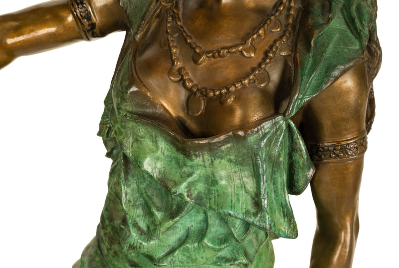 Antique Italian Art Nouveau Coldpainted Bronze Orientalist Figure Arab Girl by Ferdinando de Luca 1900