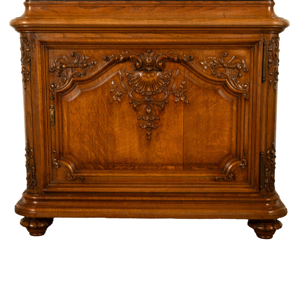 Antique French Louis VVI Carved Oak Iron & Glass Vitrine by Maison Soubrier 1900