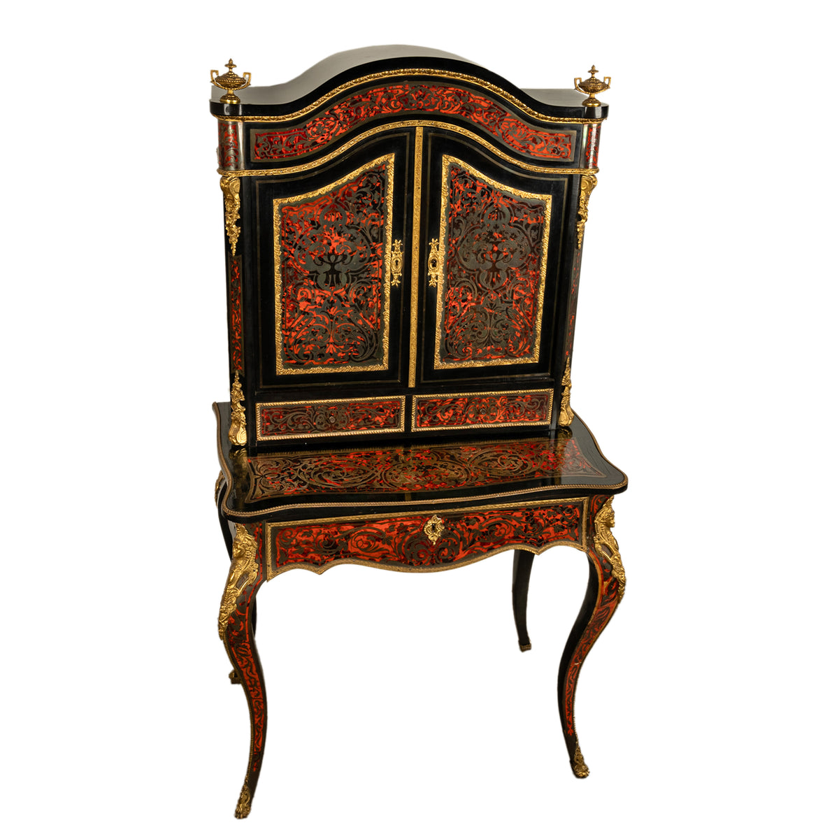 Antique Ebonized Boulle Ormolu Desk Cabinet Bonheur du Jour by Nordisk Kunst & Mobel-Etablissement Denmark