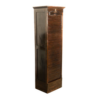 Antique Tall Spanish Walnut Tambor Roll Down Filing Cabinet "Muebles Rex" Madrid Circa 1910