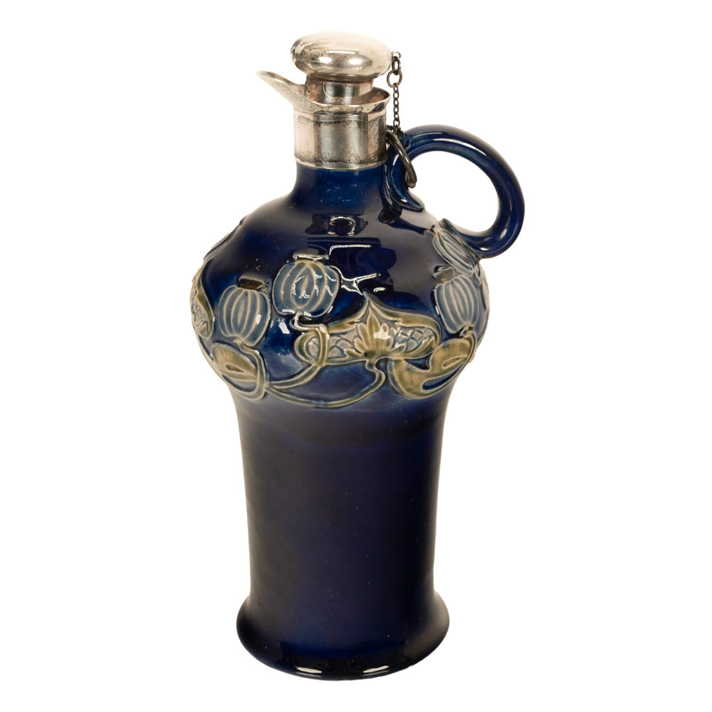 Antique Art Nouveau Royal Doulton Lambeth Whiskey Jug Silver Mounts London 1903