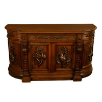 Antique 19thC French Black Forest Carved Oak Hunt Buffet Sideboard Bar 1870