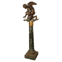 Monumental Antique French Bronze Sculpture Statue Cupid & Marble Ormolu Pedestal by Antoine-Denis Chaudet, 1870