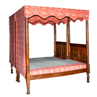 Pair 18th Century Antique French Four Poster Tester Canopy Cherry Twin Beds 1780
