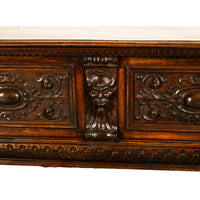 Antique Italian Renaissance Carved Walnut Cassone Chest Window Seat 1850