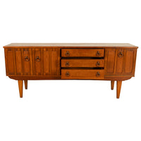 Mid Century Modern Danish Style Teak Credenza Sideboard Buffet Bar Cabinet 1960s