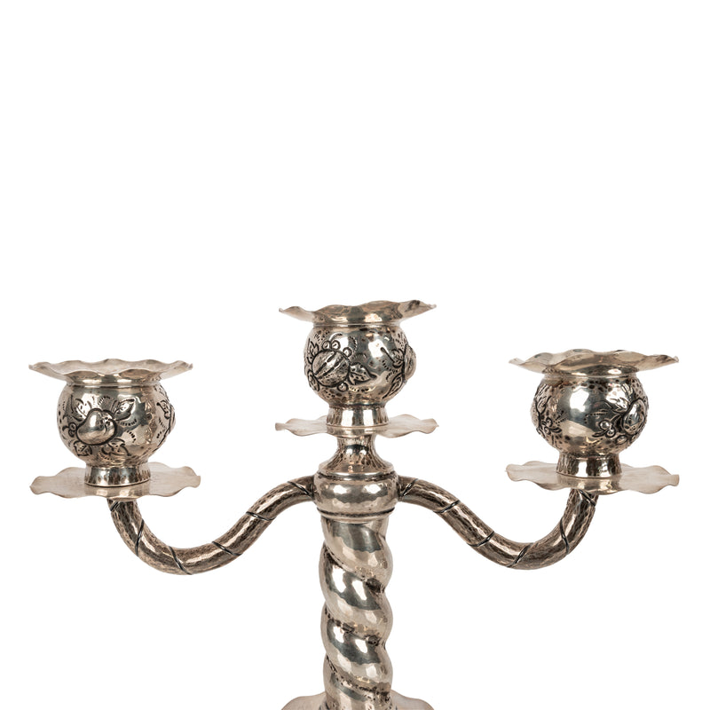 Pair Art Deco Swedish Silver 3 Branch Candelabras Candlesticks C.G.Hallberg 1927