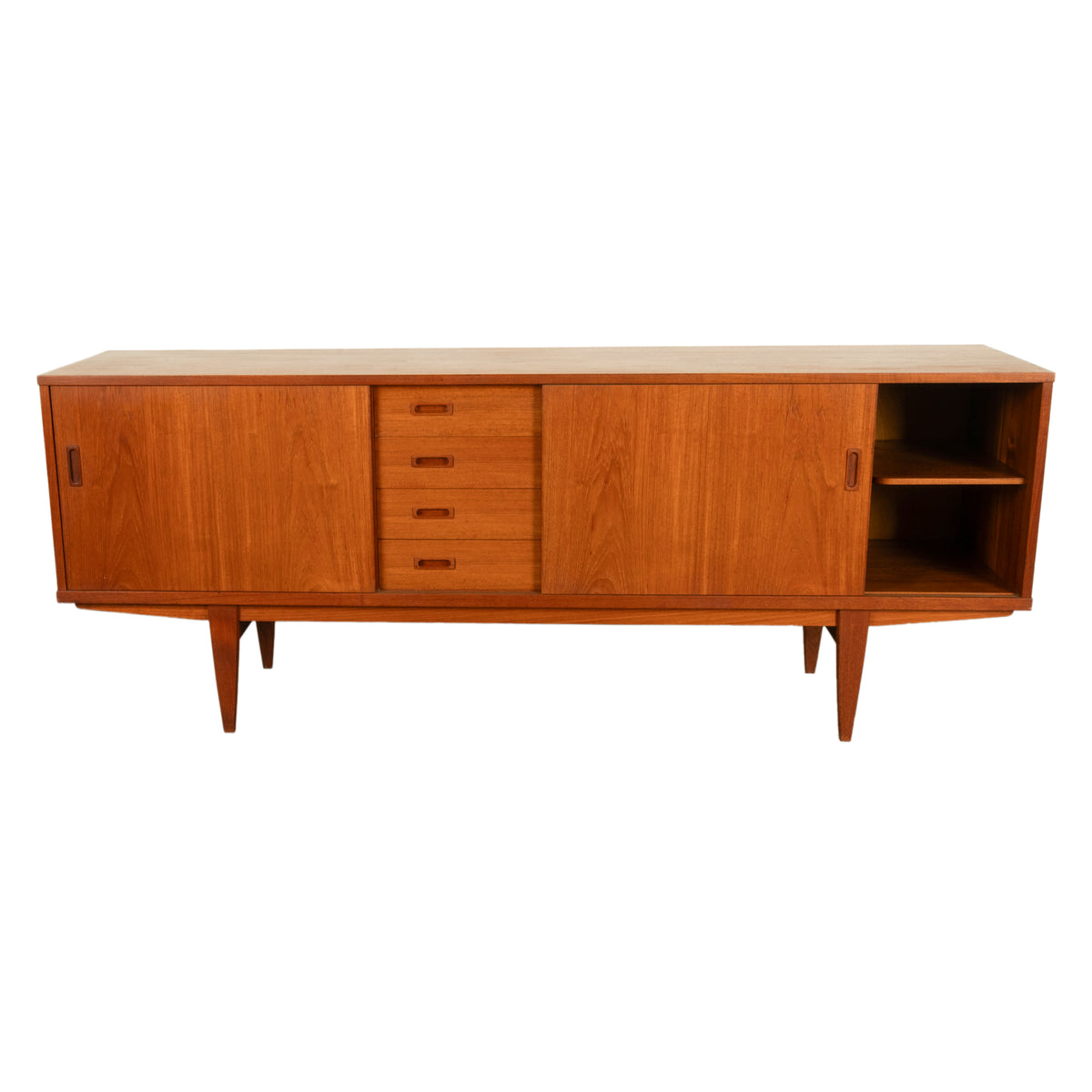 Mid Century Modern Danish Teak Logn John Credenza Sideboard by Lyby Mobler 1960s