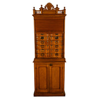 Antique American Carved Oak Victorian Roll Top Letter File Cabinet Amberg Co, 1883