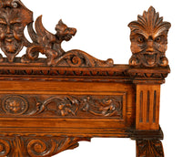 Antique Renaissance Revival Carved Walnut Green Man Savonarola Chair Circa 1890