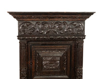 Antique 17th Century Dutch Carved Ebonized Oak Credence Cabinet on Stand 1680