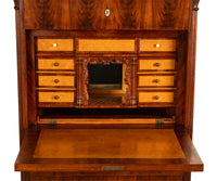 Antique Austrian Mahogany Maple Inlaid Biedermeier Secretary Chest Cabinet 1850
