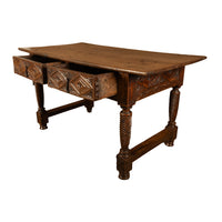 Antique 17th Century Baroque Carved Walnut Spanish Table Desk Navarre 1650