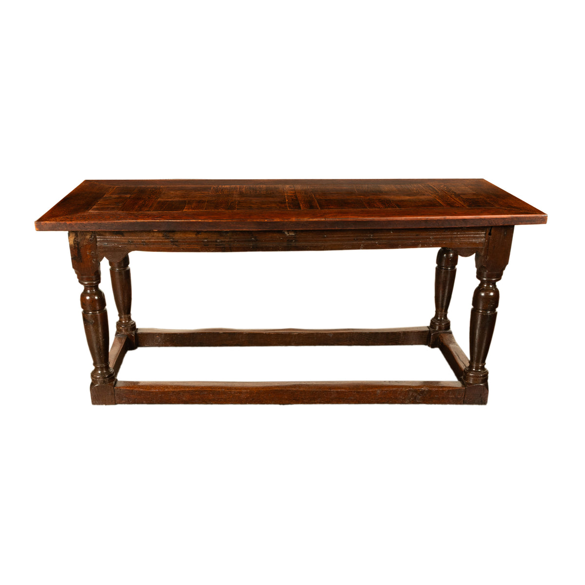 Antique 18th Century French Oak Country Parquetry Refectory Dining Table 1680