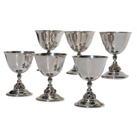 Set of Six Mid Century Modern Alphonse La Paglia Sterling Silver Wine Goblets