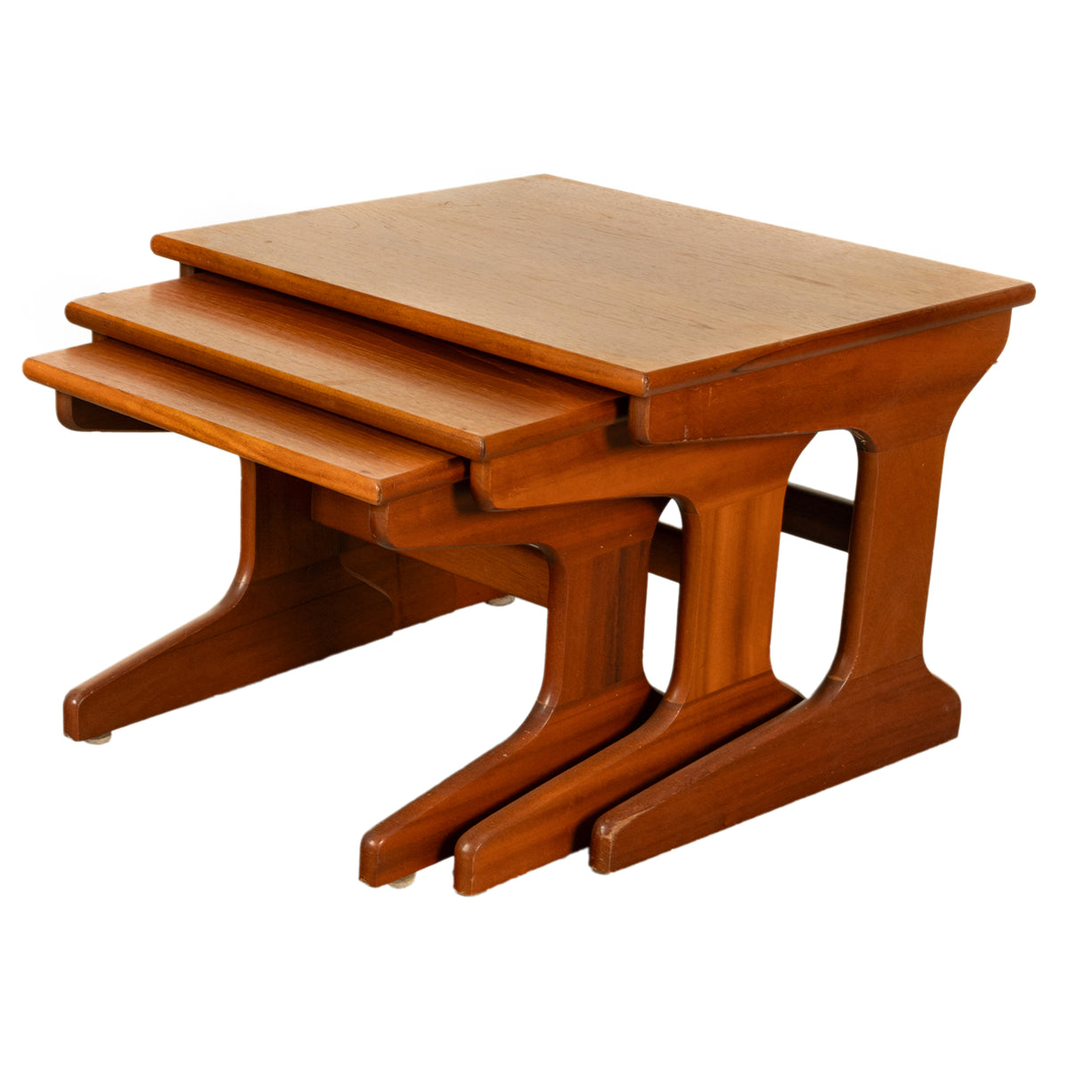 Set of Three Danish Mid Century Modern Teak Nesting Side Coffee Tables 1960s