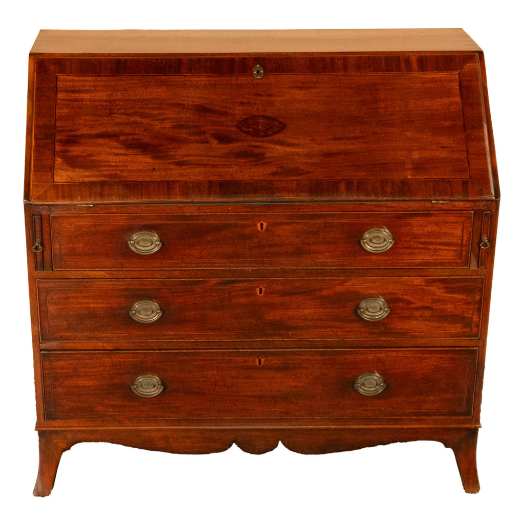 Fine Antique Georgian Mahogany Sheraton Inlaid Secretary Desk Bureau Chest 1780