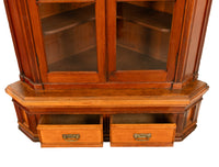 Antique Monumental Victorian Mansion Eastlake Fir Corner Cupboard Cabinet Oregon,  circa 1882