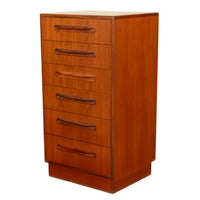 Mid Century Modern Danish G Plan Teak Tall Dresser Chest Six Drawers Fresco 1966