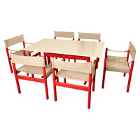 Mid Century Modern Danish Six Safari Chairs Dining Table Set by Erik Wørts 1960s