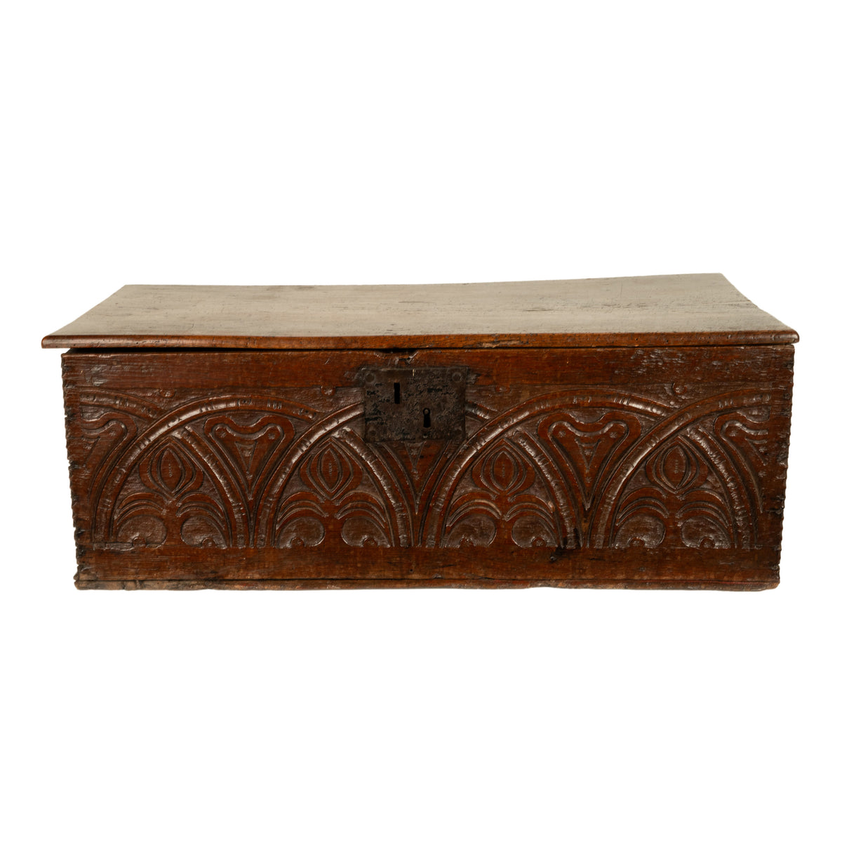 Antique English 17th Century Charles II Carved Oak Bible Document Deed Box 1680