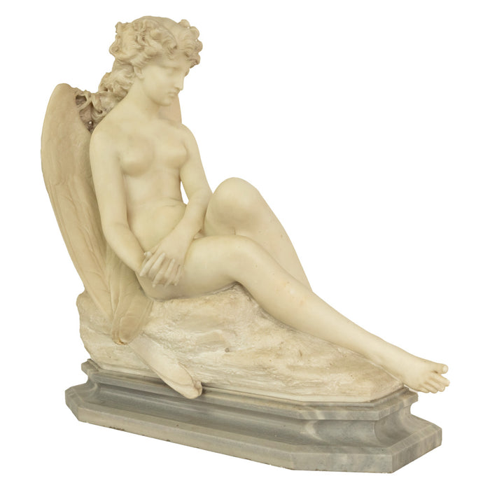 Antique Large Italian Grand Tour Carrara Marble Carved Statue Sculpture "Psyche" by Oreste Ferrari, 1880