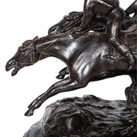 Antique French 19th Bronze Equestrian Group Horses Jockeys Statue Sculpture by by Paul Louis Emile Loiseau-Rousseau, Paris 1895