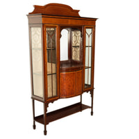 Antique Sheraton Regency Revival Inlaid Mahogany Display Case China Cabinet Hutch 1900