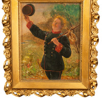 Antique German Miniature Oil Painting Alpine Bavarian Army Soldier Portrait by Emil Karl Rau, 1898