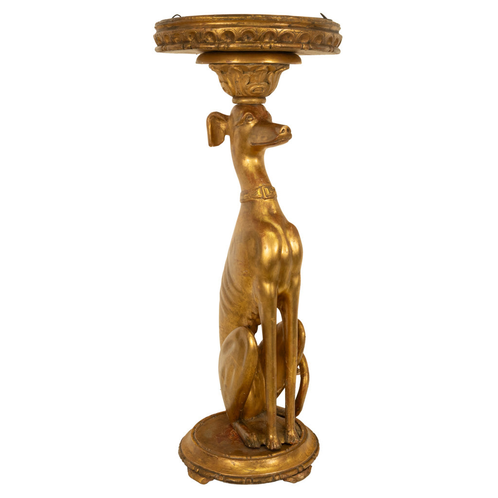 Antique French 18th Century Louis XVI Carved Gilt-Wood Greyhound Dog Jardinière Stand 1780