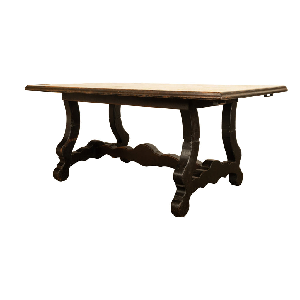 Antique Spanish Colonial Hacienda Walnut Talavera Tile Top Table Six Chairs 1890