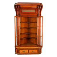 Antique Monumental Victorian Mansion Eastlake Fir Corner Cupboard Cabinet Oregon,  circa 1882