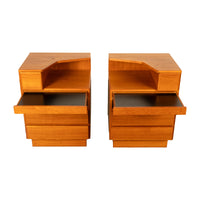 Pair Mid Century Modern Danish Teak Nightstands Chest Drawers by Scan Coll 1970