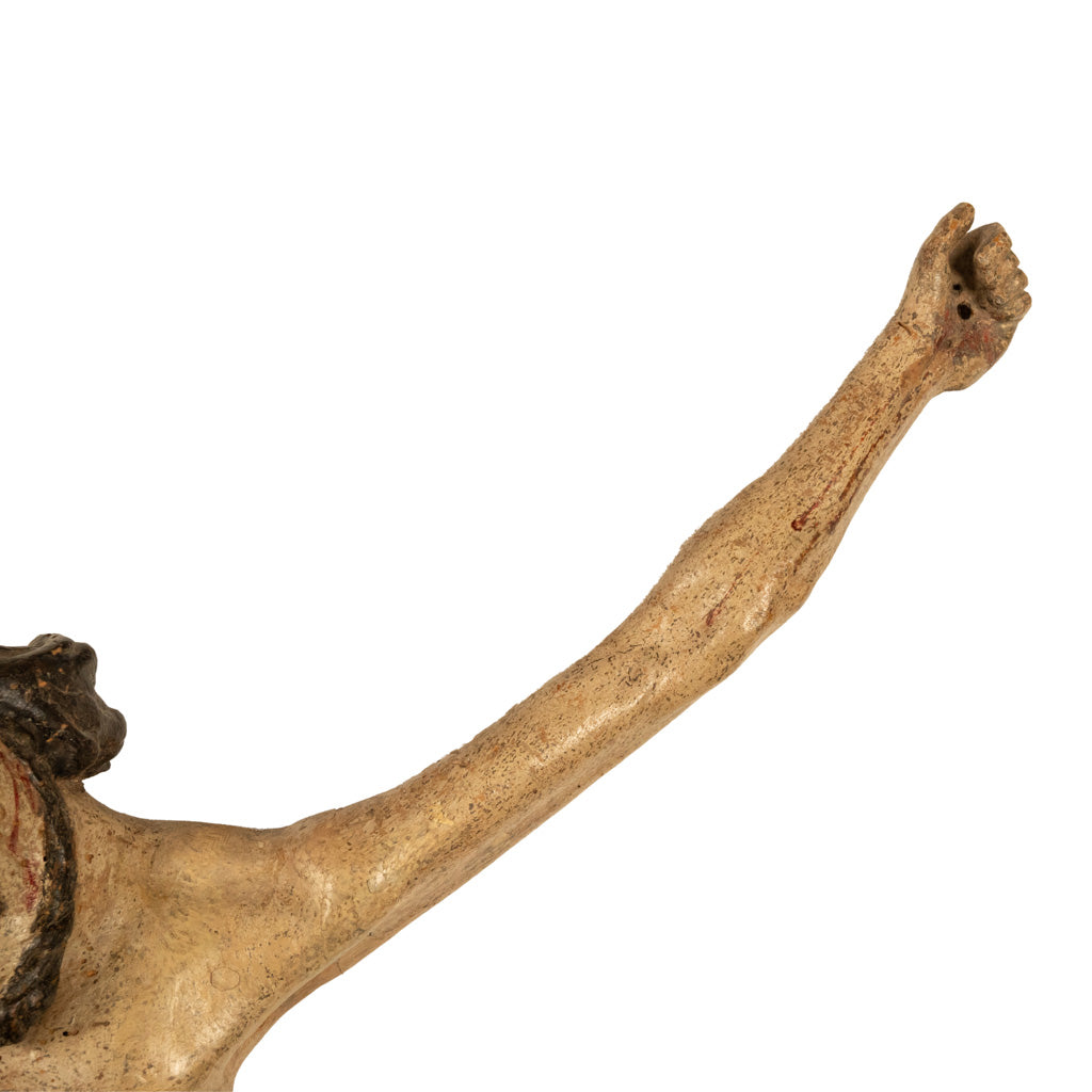 Antique German Baroque Carved Wooden Painted Corpus Christi Christ Statue 1600