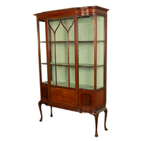 Antique 19th Century Inlaid Mahogany Regency Revival Display Cabinet China Hutch 1890