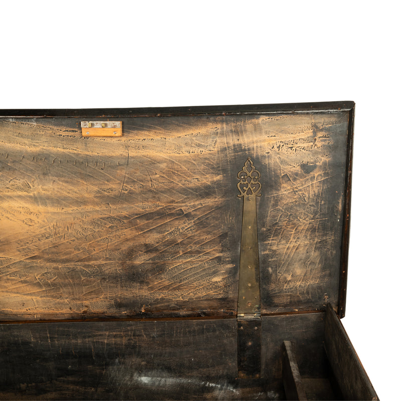 Antique 18th Century Dutch Colonial East India Co Teak & Brass VOC Chest 1740