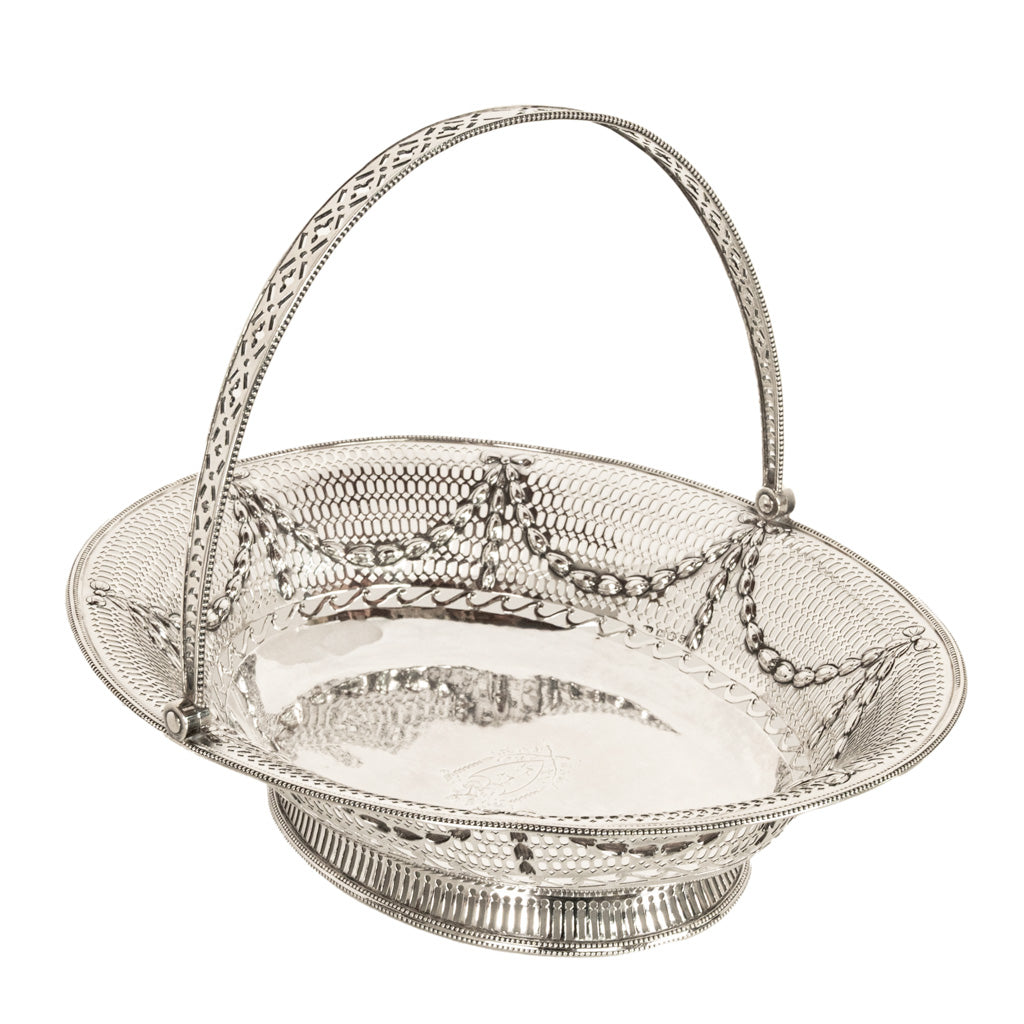 Antique Georgian Sterling Silver Pierced Basket by Richard Morton Sheffield 1778