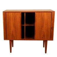 Danish Mid Century Modern Tambor Roll Front Teak Credenza Cabinet Kai Kristiansen Feldballes Møbelfabrik 1960