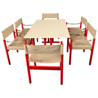 Mid Century Modern Danish Six Safari Chairs Dining Table Set by Erik Wørts 1960s