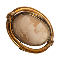 Antique 10K Gold Victorian Swivel Mourning Cameo Brooch Locket Tooth & Hair 1860