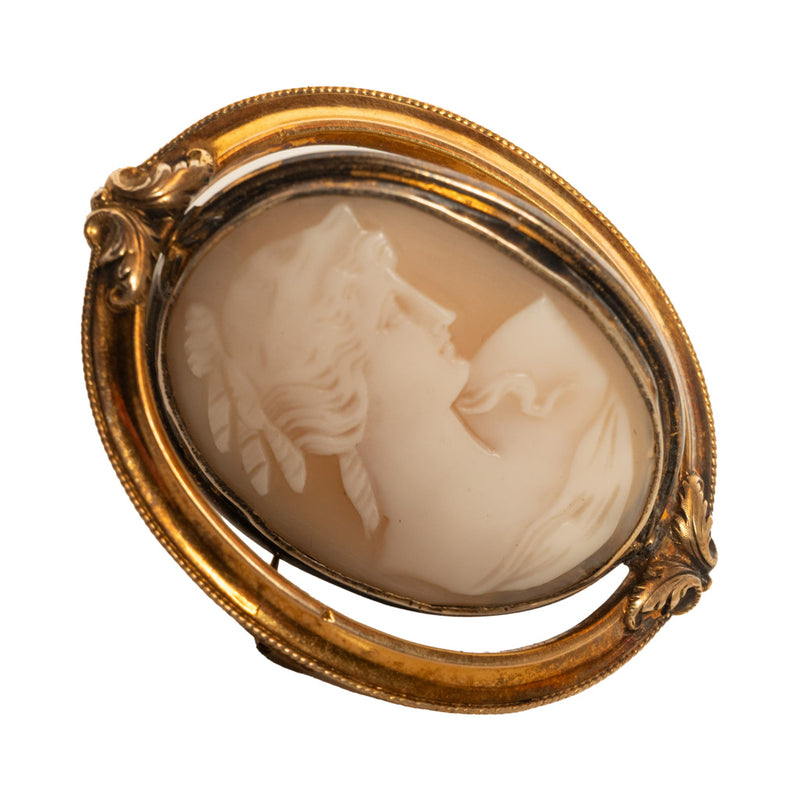 Antique 10K Gold Victorian Swivel Mourning Cameo Brooch Locket Tooth & Hair 1860